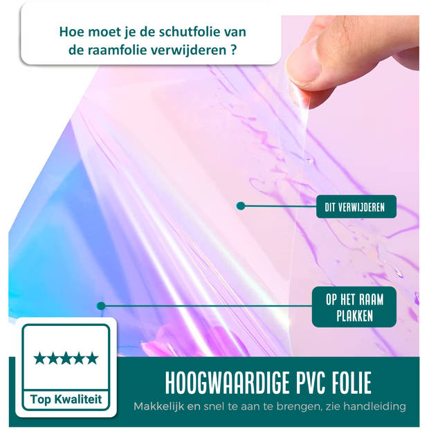 Homewell Holografische Raamfolie HR++ 90x200cm - Zonwerend & Isolerend - Statisch Zelfklevend - Zeepbel-effect