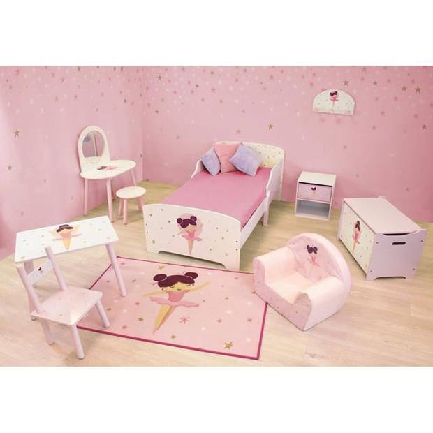 Nachtkastje met lade / Nachtkastje voor kind Ballerina Danser - FUN HOUSE - H.36 X L. 33 X D. 30 cm