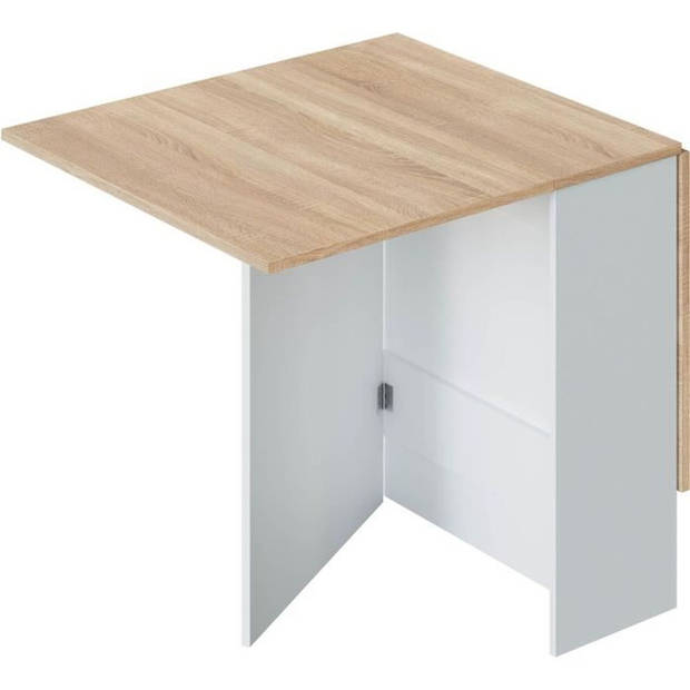 FLY Opklapbare keukentafel - Artik wit en eiken melamine - B 140 x D 77 x H 78 cm