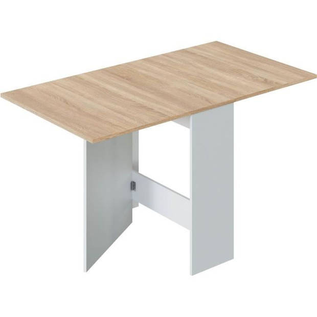 FLY Opklapbare keukentafel - Artik wit en eiken melamine - B 140 x D 77 x H 78 cm