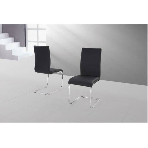 LEA Set van 2 eetkamerstoelen - Kunstzwart - Eigentijds - B 43 x D 56 cm