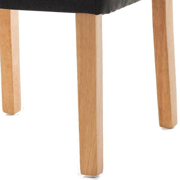 ELYNA Set van 2 eetkamerstoelen - Natuurlijke houten poot - Donkergrijze stof - L 47 x D 60 x H 100 cm
