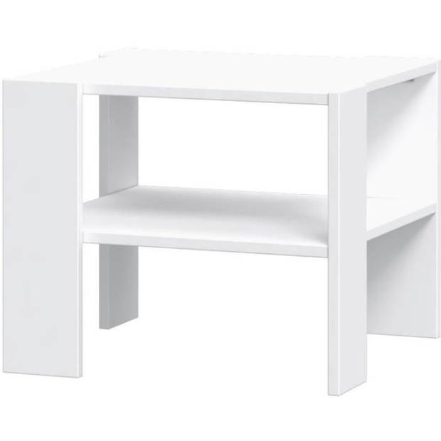 PILVI Salontafel 2 dienbladen - Eigentijdse stijl - Melaminedeeltjes - Wit decor - L 55 x D 55 x H 45 cm