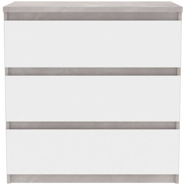 Ladenkast CHELSEA 3 Laden - Kleur wit/licht beton - B 77,2 x D 42 x H 79,9 cm