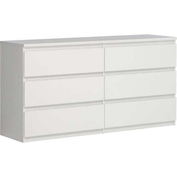 CHELSEA Ladekast met 6 lades - Mat witte kleur - L 154 x D 42,2 x H 79,9 cm