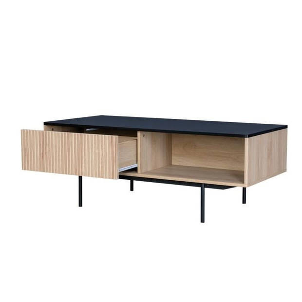 MEMPHIS Salontafel met 1 lade - Hout en zwart decor