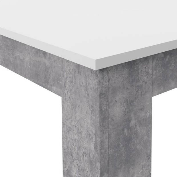 PILVI Eettafel - 4 personen - Wit en licht beton - B 140 x D 90 x H 75 cm