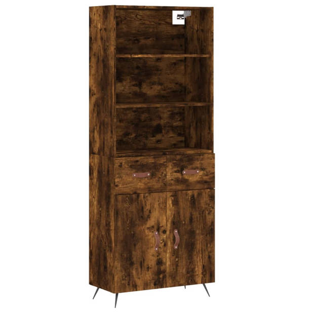 vidaXL Hoge kast 69,5x34x180 cm bewerkt hout gerookt eikenkleurig