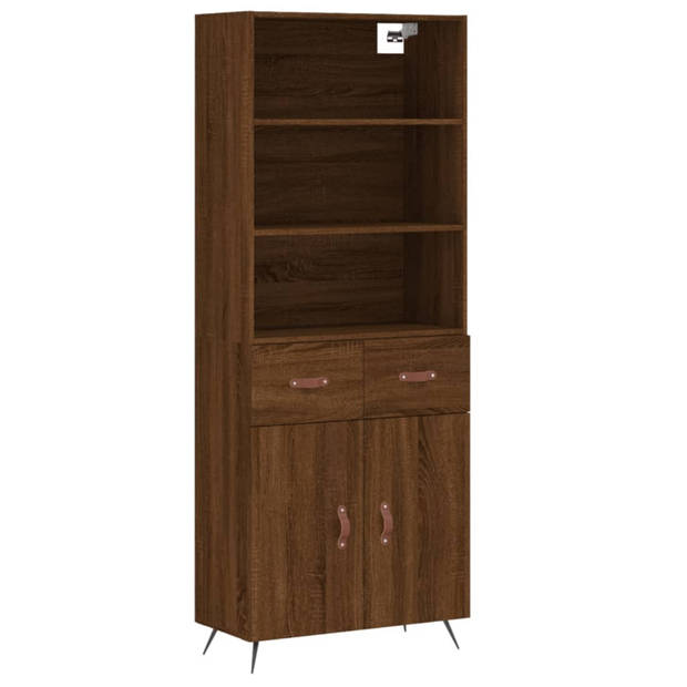 vidaXL Hoge kast 69,5x34x180 cm bewerkt hout bruin eikenkleur