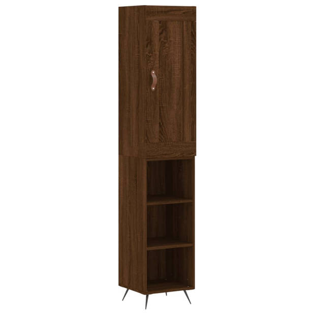 vidaXL Hoge kast 34,5x34x180 cm bewerkt hout bruin eikenkleur