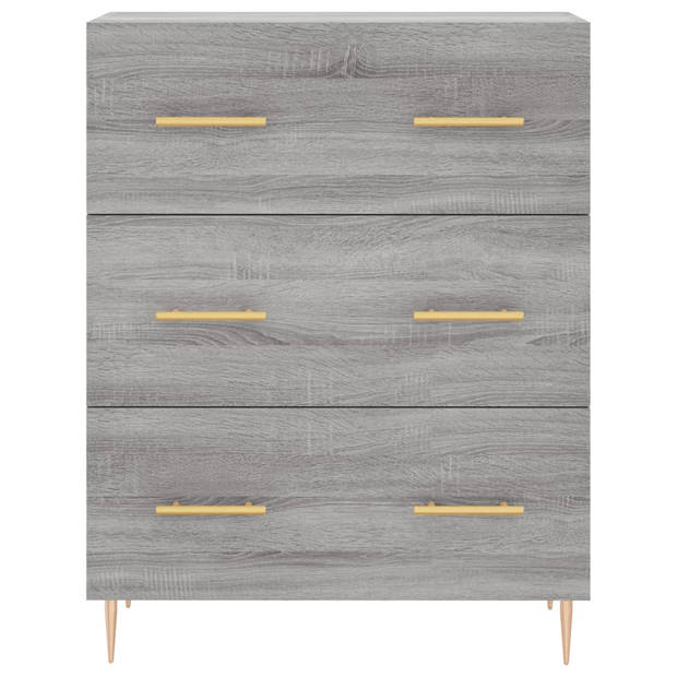 vidaXL Hoge kast 69,5x34x180 cm bewerkt hout grijs sonoma eikenkleurig