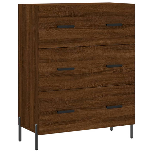 The Living Store Dressoir Classic Bruineiken - 69.5 x 34 x 90 cm - Stevig hout en metaal