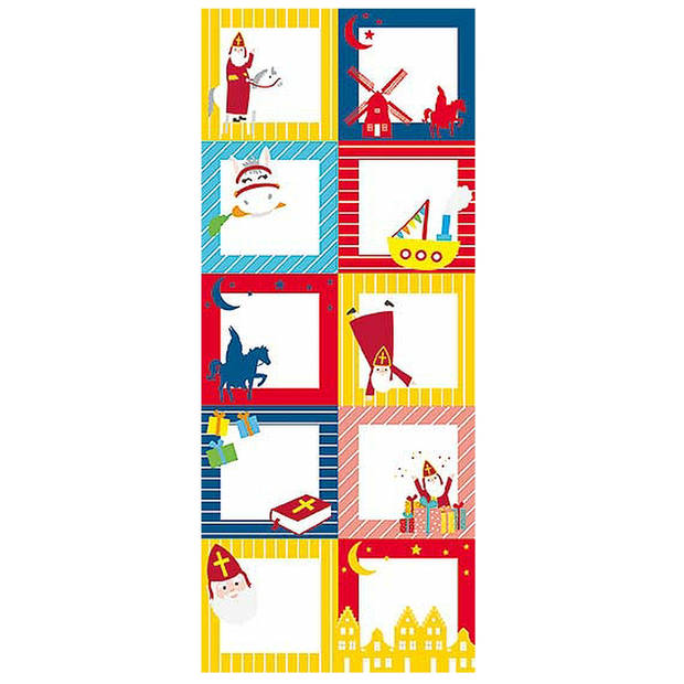 Leuk gedetailleerde sinterklaas geschenkzakken (3 Stuks), incl. 60 Naamstickers & 7 Rollen Cadeaupapier 3 mtr x 70 cm