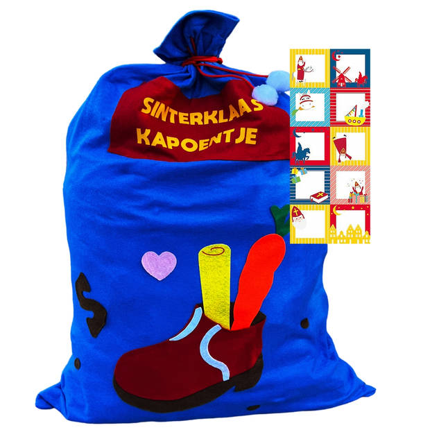 Leuk gedetailleerde sinterklaas geschenkzakken (3 Stuks), incl. 60 Naamstickers & 7 Rollen Cadeaupapier 3 mtr x 70 cm