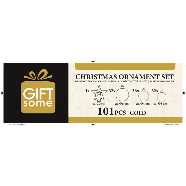 Giftsome Gouden Kerstballen Set - 101 Kunststof Kerstballen - Incl. Piek - Ø 3/4/6 cm