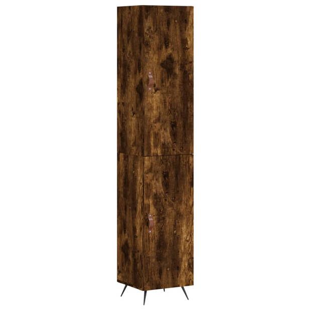 vidaXL Hoge kast 34,5x34x180 cm bewerkt hout gerookt eikenkleurig