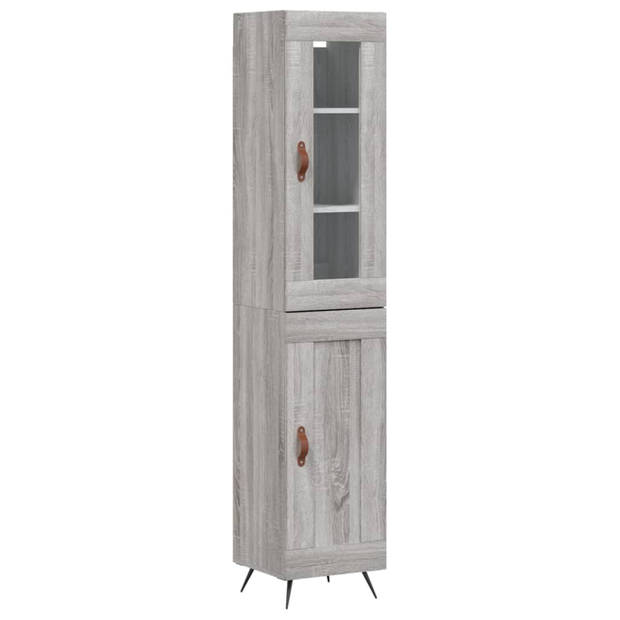 vidaXL Hoge kast 34,5x34x180 cm bewerkt hout grijs sonoma eikenkleurig