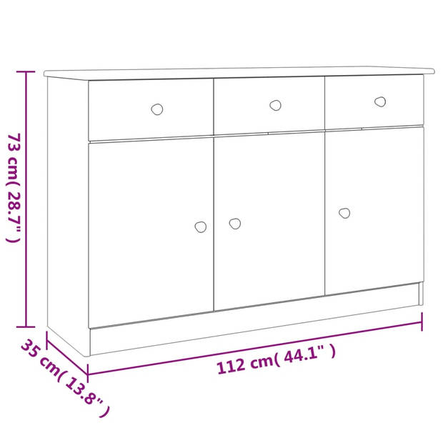 vidaXL Dressoir ALTA 112x35x73 cm massief grenenhout wit