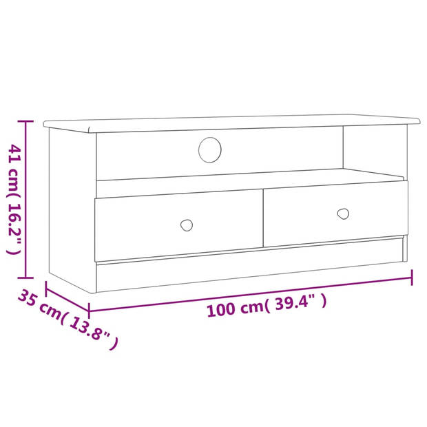vidaXL TV-meubel met lades ALTA 100x35x41 cm massief grenenhout
