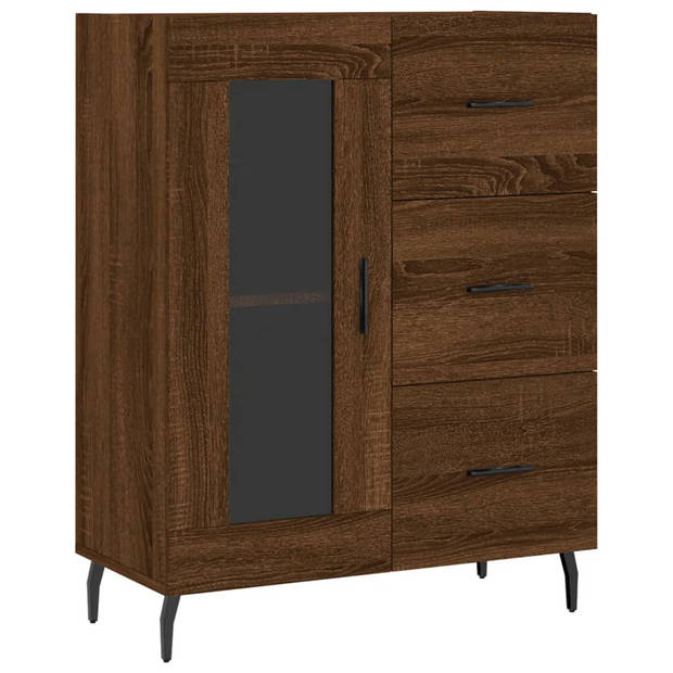 The Living Store-Dressoir-69-5x34x90-cm-bewerkt-hout-bruineikenkleurig - Keukenkast