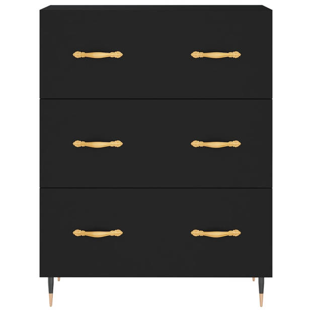 The Living Store Klassiek Dressoir - Buffetkast - Zwart - 69.5 x 34 x 90 cm - Hoge Kwaliteit