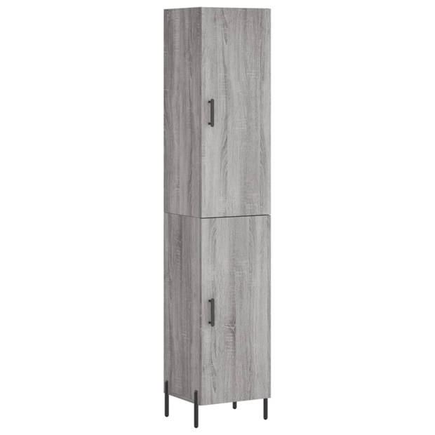 vidaXL Hoge kast 34,5x34x180 cm bewerkt hout grijs sonoma eikenkleurig