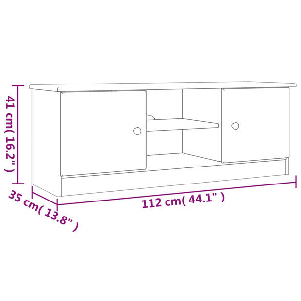 vidaXL TV-meubel ALTA 112x35x41 cm massief grenenhout wit