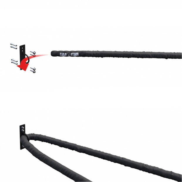 Gorilla Sports Power Rope - Incl. Muurbeugel - 9 meter - 50 mm - Fitness touw