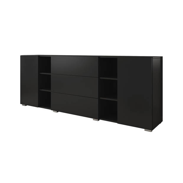 Meubella Dressoir Bonzo - Mat zwart - 190 cm