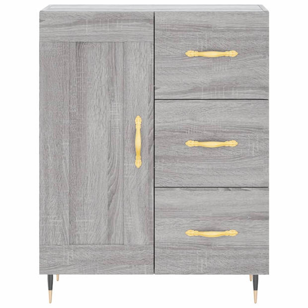 vidaXL Hoge kast 69,5x34x180 cm bewerkt hout grijs sonoma eikenkleurig