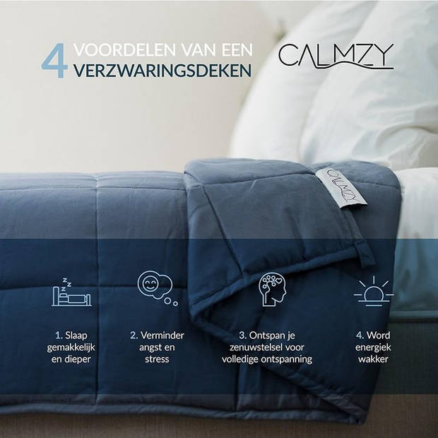 Calmzy Verzwaringsdeken 8 kg 2.0 - Weighted blanket - Verzwaard deken - Slapen - Relaxen - Anti-Stress -