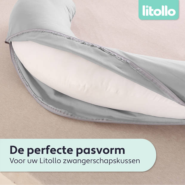 Litollo® Zwangerschapskussen (J-vorm) - Voedingskussen - Lichaamskussen - Zijslaapkussen - Body pillow -
