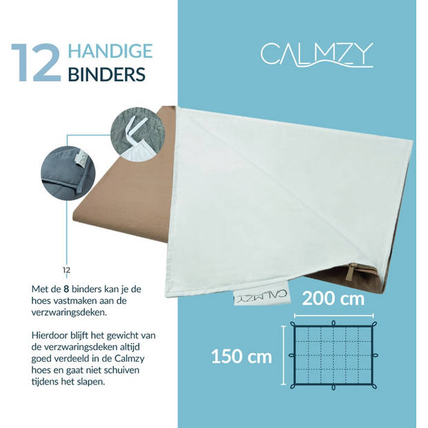 Calmzy Superior Chill - Duvet cover - Verzwaringsdeken hoes - 150 x 200 cm - Luchtig - Ademend - Taupe/wit