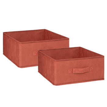 5Five Opbergmand/kastmand - 2x - vakkenkast - 14 liter - bordeaux rood - 31 x 31 x 15 cm - Opbergmanden