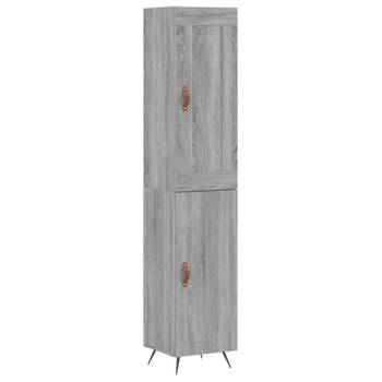 vidaXL Hoge kast 34,5x34x180 cm bewerkt hout grijs sonoma eikenkleurig