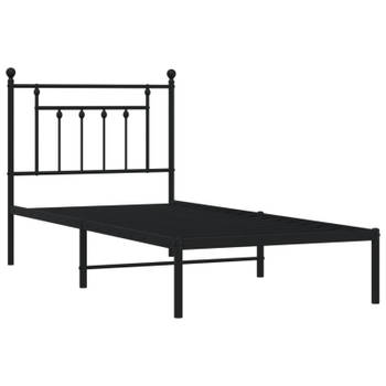 vidaXL Bedframe met hoofdbord metaal zwart 80x200 cm