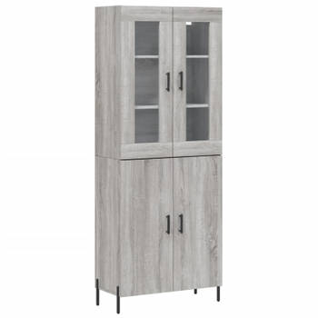 vidaXL Hoge kast 69,5x34x180 cm bewerkt hout grijs sonoma eikenkleurig