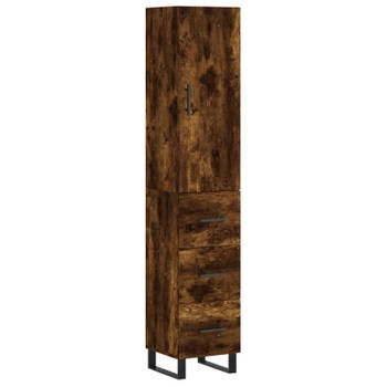 vidaXL Hoge kast 34,5x34x180 cm bewerkt hout gerookt eikenkleurig