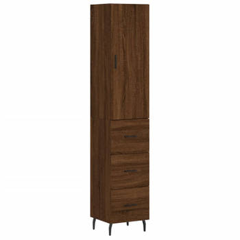 vidaXL Hoge kast 34,5x34x180 cm bewerkt hout bruin eikenkleur