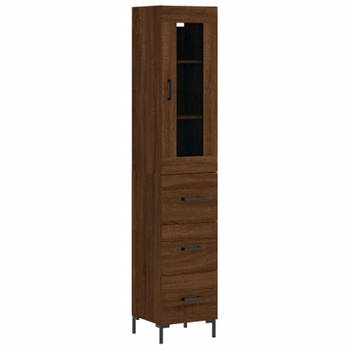 vidaXL Hoge kast 34,5x34x180 cm bewerkt hout bruin eikenkleur