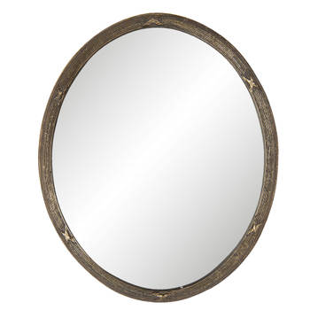 HAES DECO - Ovale Spiegel - Bruin - 22x1x27 cm - Polyresin / Glas - Wandspiegel, Spiegel Ovaal