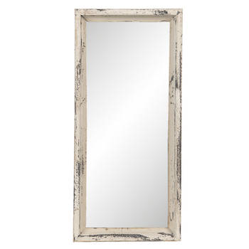 HAES DECO - Rechthoekige Spiegel - Beige - 26x4x57 cm - Hout / Glas - Wandspiegel, Spiegel Rechthoek