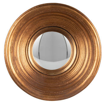 HAES DECO - Bolle ronde Spiegel - Goudkleurig - Ø 19x7 cm - Polyurethaan ( PU) - Wandspiegel, Spiegel rond, Convex Glas