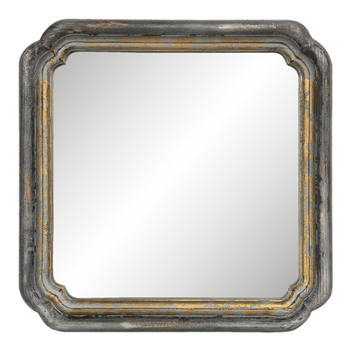 HAES DECO - Vierkante Spiegel - Goudkleurig - 44x6x44 cm - Hout / Glas - Wandspiegel, Spiegel vierkant