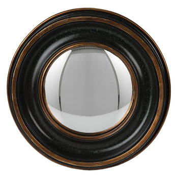 HAES DECO - Bolle ronde Spiegel - Bruin - Ø 23x3 cm - Polyresin / Glas - Wandspiegel, Spiegel rond, Convex Glas