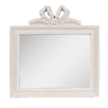 HAES DECO - Rechthoekige Spiegel met Strikje - Grijs - 30x2x31 cm - Polyurethaan ( PU) - Wandspiegel, Spiegel Rechthoek