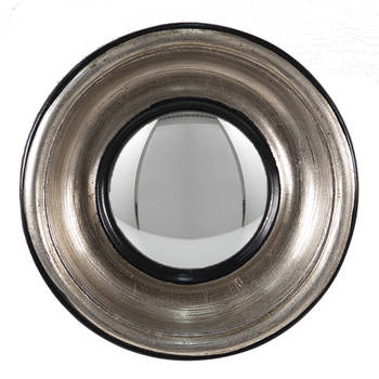 HAES DECO - Bolle ronde Spiegel - Zilverkleurig - Ø 18x3 cm - Kunststof / Glas - Wandspiegel, Spiegel rond, Convex Glas