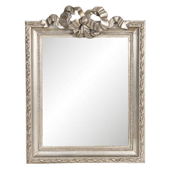 HAES DECO - Rechthoekige Spiegel met Strik - Zilverkleurig - 25x2x34 cm - Hout - Wandspiegel, Spiegel Rechthoek