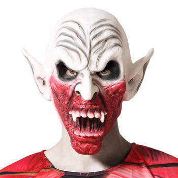 Halloween eng verkleed masker - Ork/Zombie/Fantasy - wit/bloed - volwassenen - Latex - Verkleedmaskers