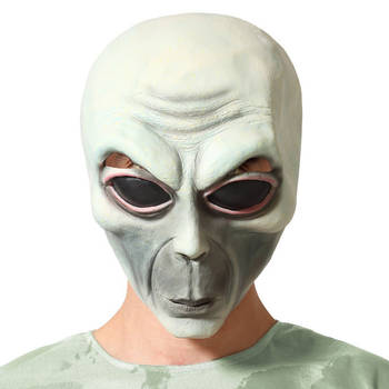 Halloween verkleed masker - Geest/Alien/Horror - wit/grijs - volwassenen - Latex - Verkleedmaskers